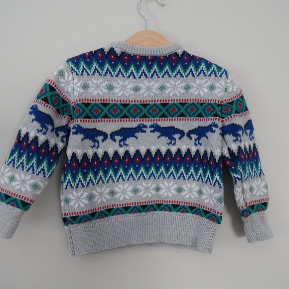 Oshgosh B'gosh Boys Fair Isle Dinosaur Christmas Sweater 2T - Picture 3 of 5